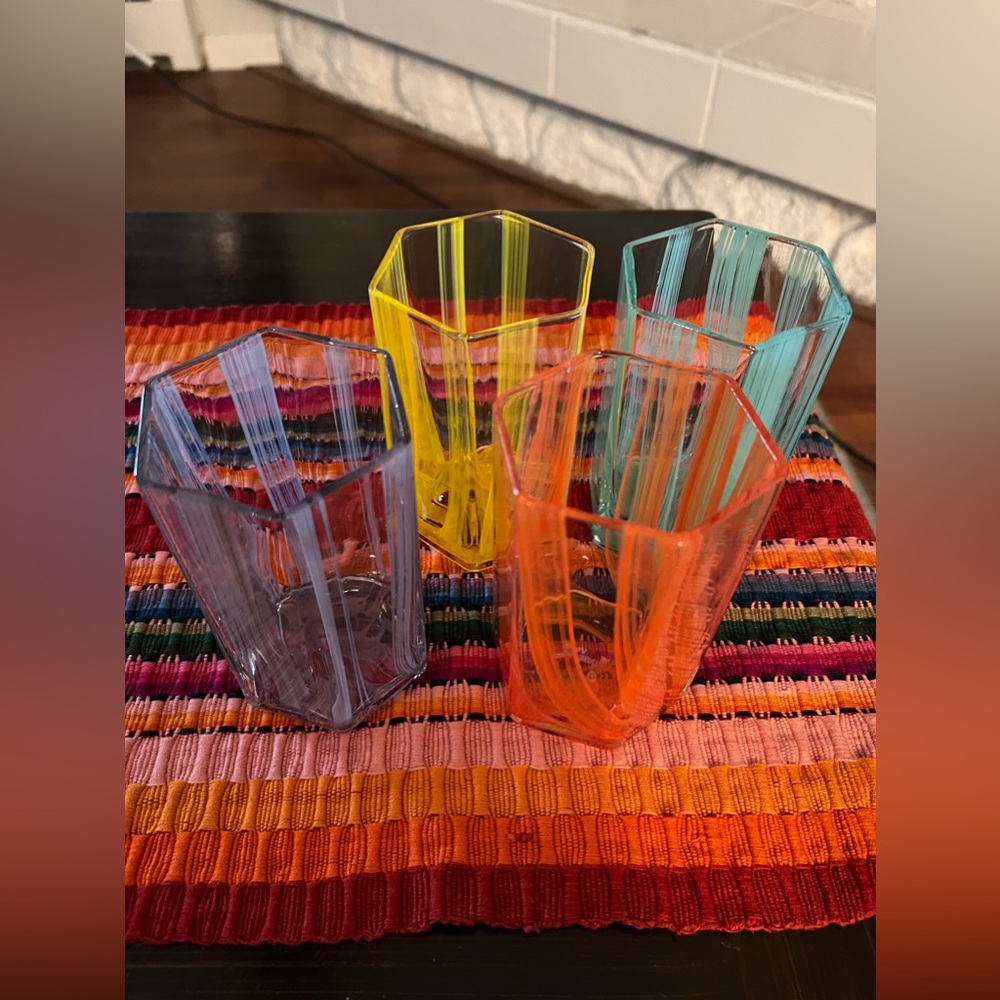 Set of 4 Diane Von Furstenberg Colorful Glassware